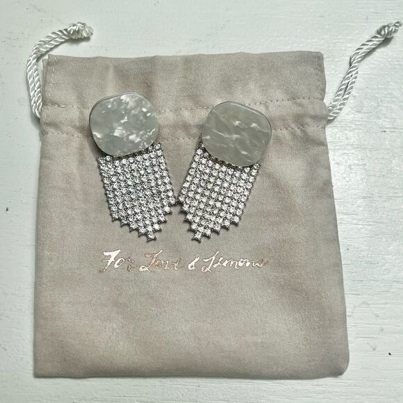 For Love and Lemons Earrings Auburn Crystal in White NEW - Picture 3 of 7